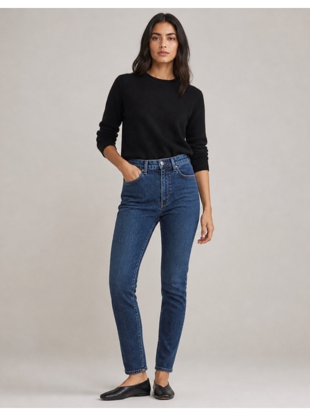 The Row Womens High Rise Skinny Jeans Dark Indigo Blue Made in USA Size 0